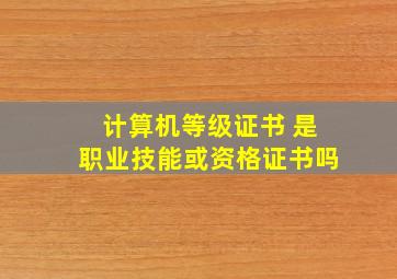 计算机等级证书 是职业技能或资格证书吗